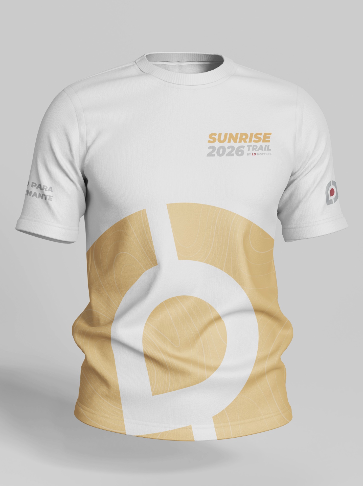 Franela oficial Sunrise 2026 Trail con isotipo en arena